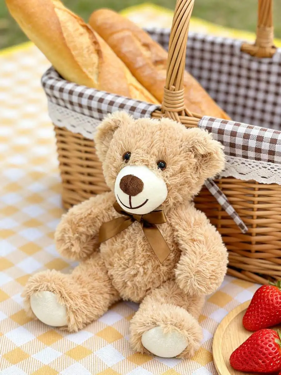 

13.78 Inch Teddy Bear Plush Doll, Super Soft Classic Cute Brown Bear Baby Shower Birthday Christmas Gift