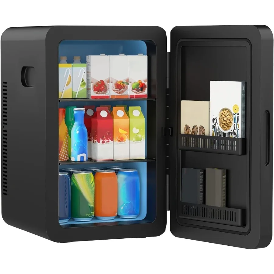 ثلاجة صغيرة 22 لتر لغرفة النوم 30 علبة مبرد محمول دفئا ثلاجات مدمجة مع طاقة تيار متردد/تيار مستمر للعناية بالبشرة ومشروبات ومستحضرات التجميل #1
