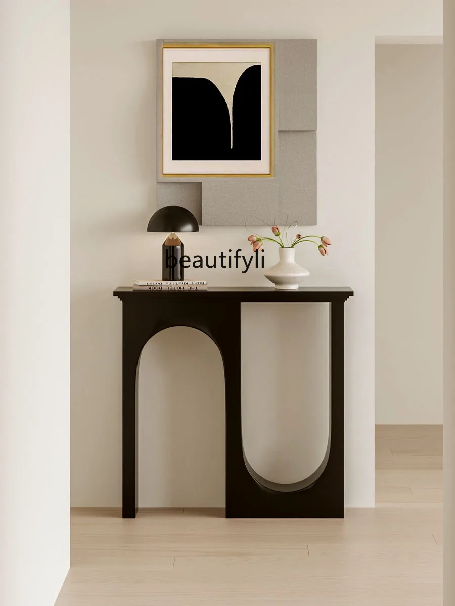 

French Style Console Tables Cream Style Hallway Minimalist Black Double Arc Console Living Room Curio Cabinet