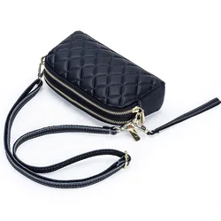 Crossbody Bags for Women Genuine Leather Trendy Purses Small Embossed Quilted Shoulder Handbag with Double Zipper Compartments