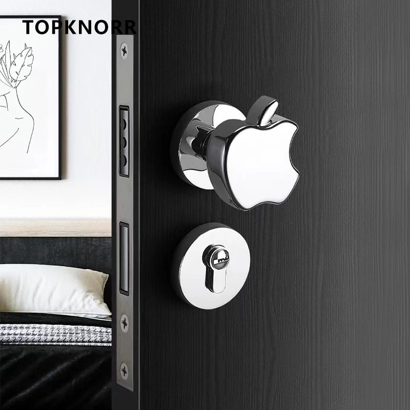 Bedroom Door Lock Indoor Wooden Door Golden Mute Split Door Handle Home Apple Room Door Lock American Magnetic Lock