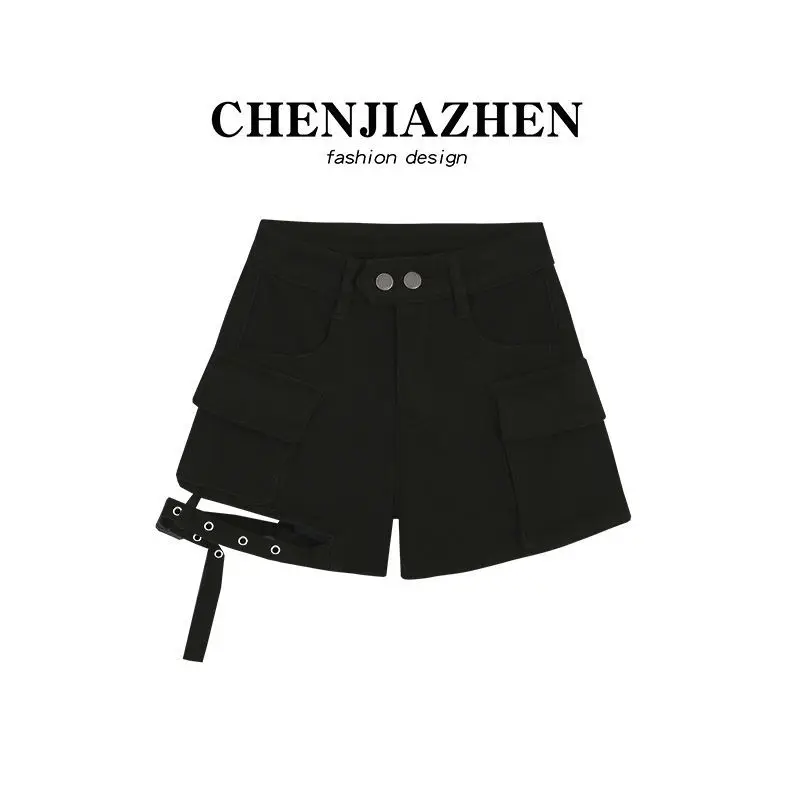 

Sexy hot girl denim cargo shorts with two buttons that make legs look longer2025Summer high-waisted strap dressaThermal pants