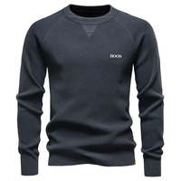 2025 autumn and winter new round-neck fashionable pure-color sweater for men, high-quality business casual knitted men's sweater