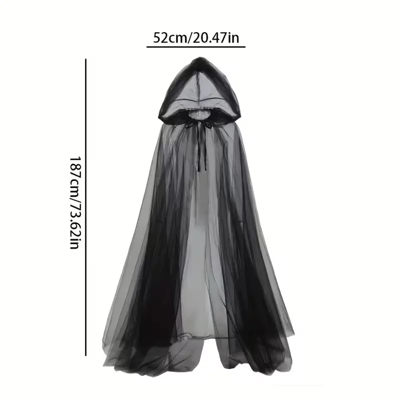 Black Bridal Shawl Witch Vampire Cosplay Cloak Halloween Double Cloak Game Party Costume Props Holiday Dress Up
