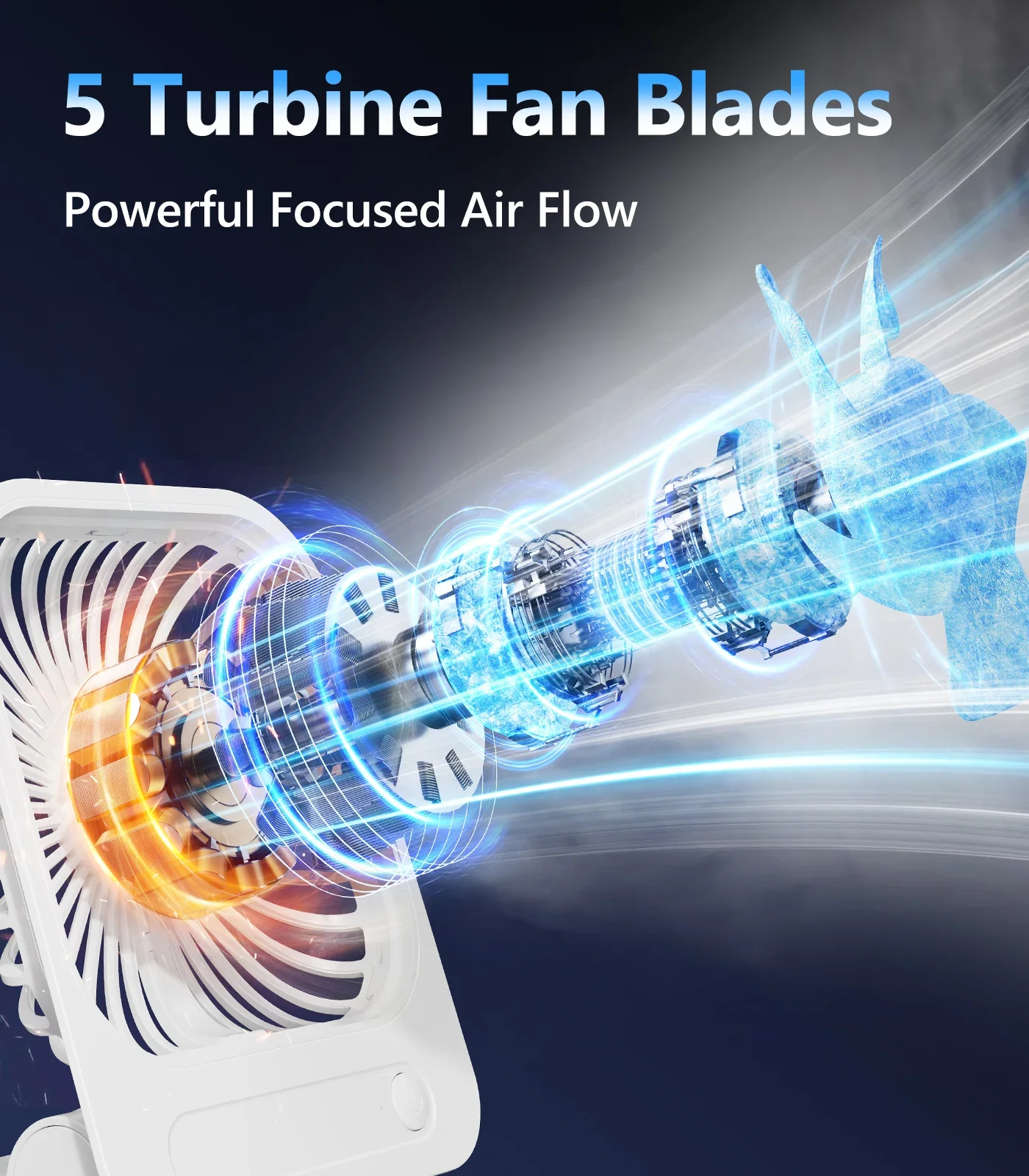 Portable Magnetic Fan With 1200mAh Battery Powered Usb Rechargeable 180 Adjustable 4 Speed Wind Ultra-thin Air Cooling Fan