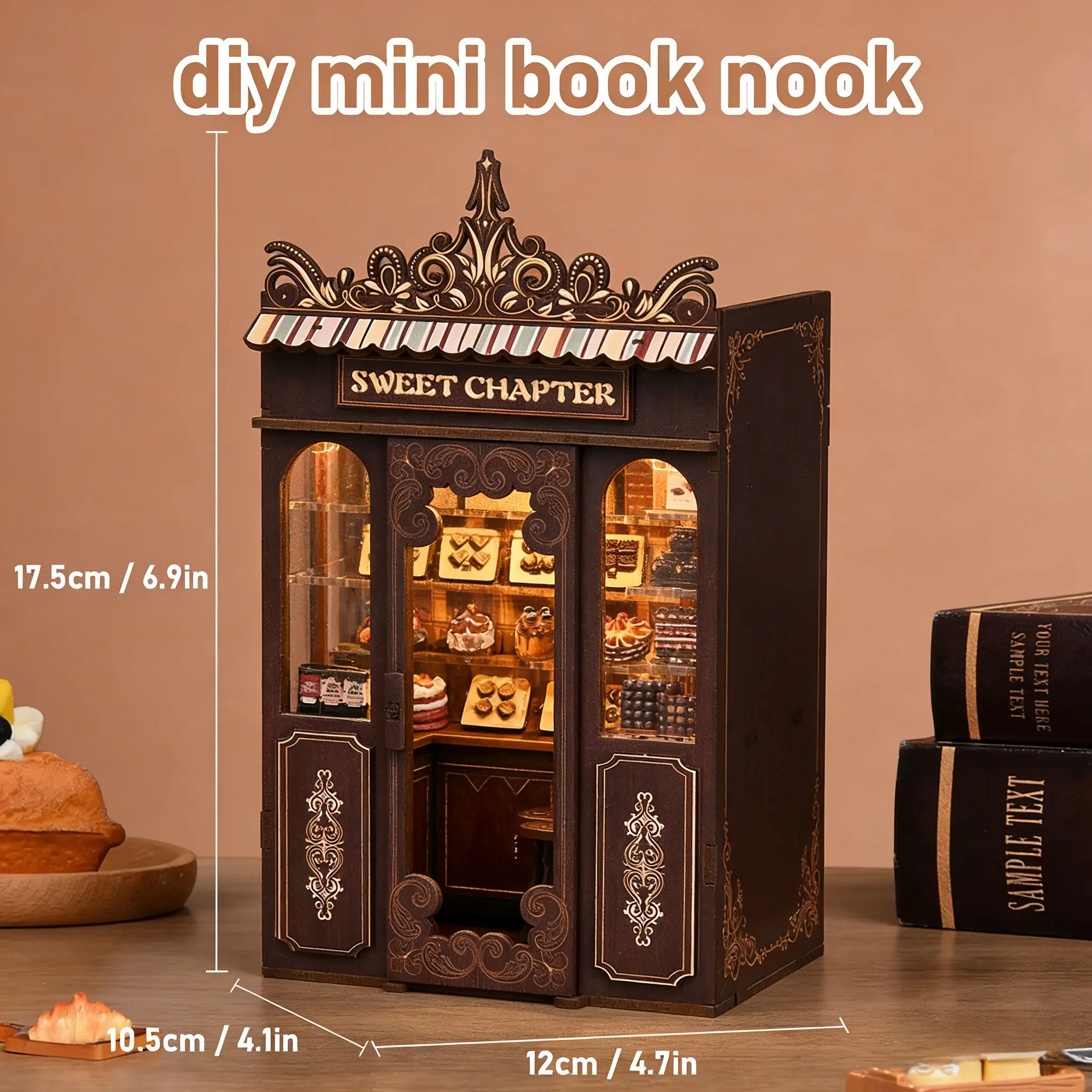 

New Arrival Sweet ChapterDIY Book Nook Kit - 3D Wooden Puzzle Mini House, Hand-Assembled Bookends with Furniture for Home Dec