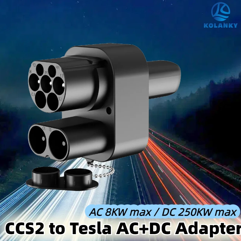 CCS2 To NACS AC+DC Adapter For TS Model Y/X/3 CCS2 Combo NACS Adapter Support CCS2 and Type2 Charger 250kw 32A Charging adaptor