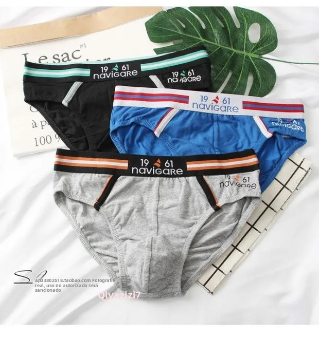Ropa interior de algodón de alta elasticidad para hombre, pantalones triangulares de cintura baja, calzoncillos cómodos y tra...