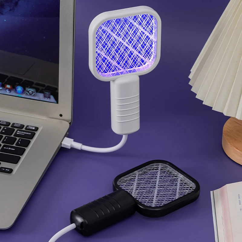 Pest Control USB Mosquito Swatter Trap Electric Shock Mini Fly Bug Zapper UV Light Portable  Racket Bedroom