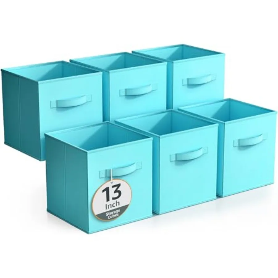 

Fabric Storage Cubes - 6 Foldable Storage Bs for Organizg Pantry Cubbies Toy Box - Clothes Storage and Closet Organizer - Colla