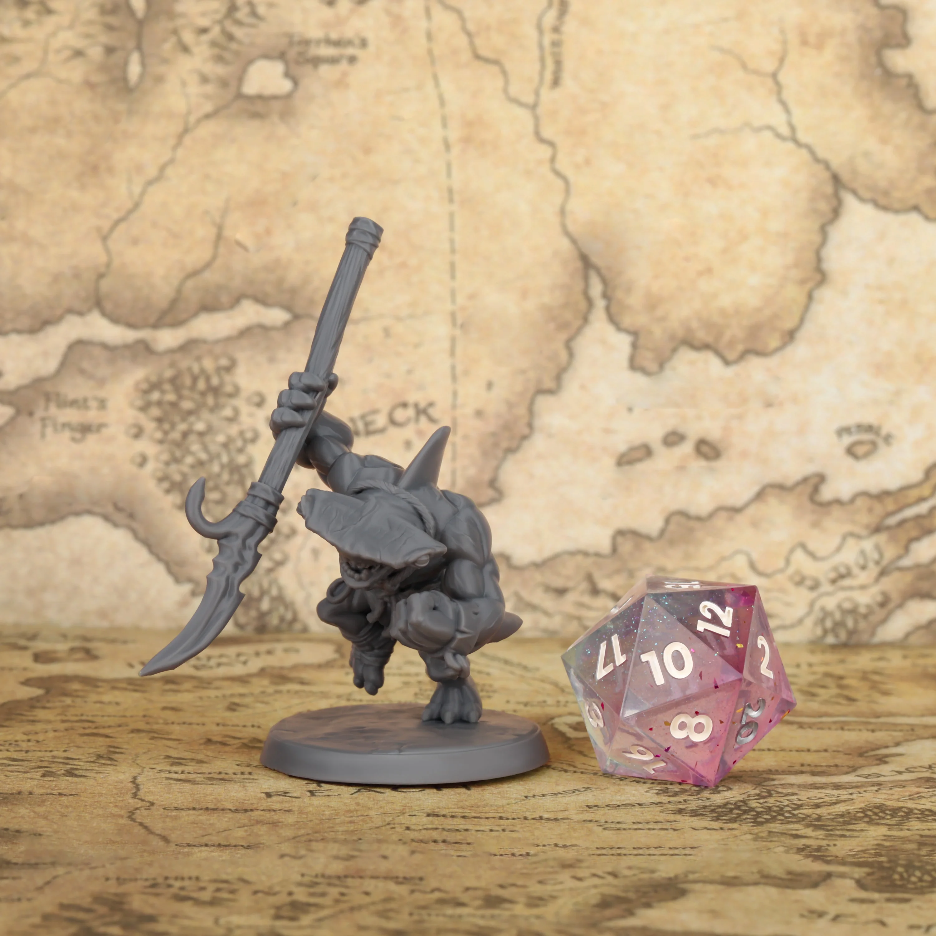 32mm Fantasy Tabletop Game Figure, Shark with Spear Miniature for Fantasy RPGs, Suitable for Tabletop Game Room Decors