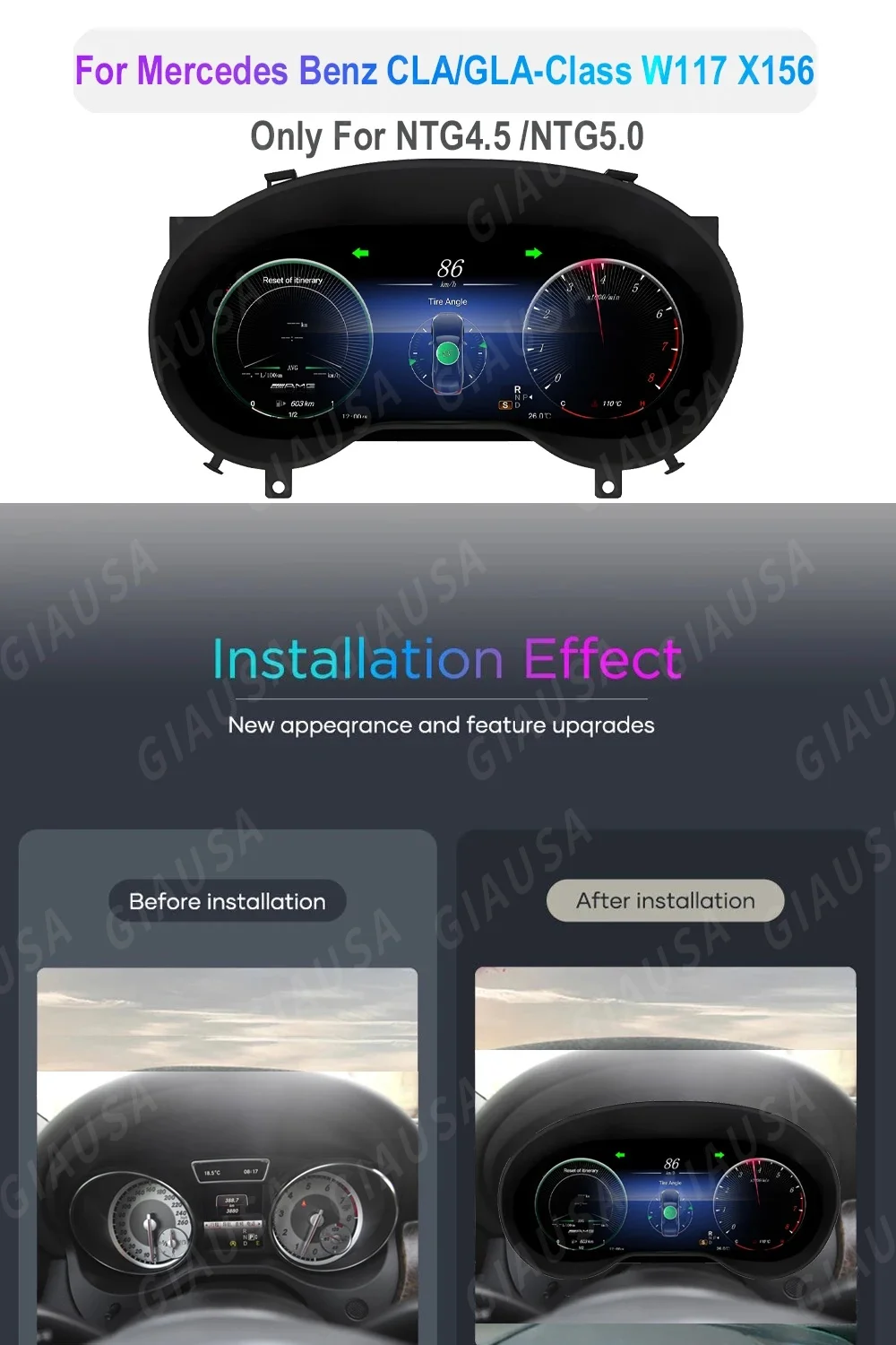 

12.3'' Linux LCD Speedmeters Dashboard Player For Benz CLA GLA 2013 2014 2015 2016 - 2019 Car Digital Cluster Instrument CockPit