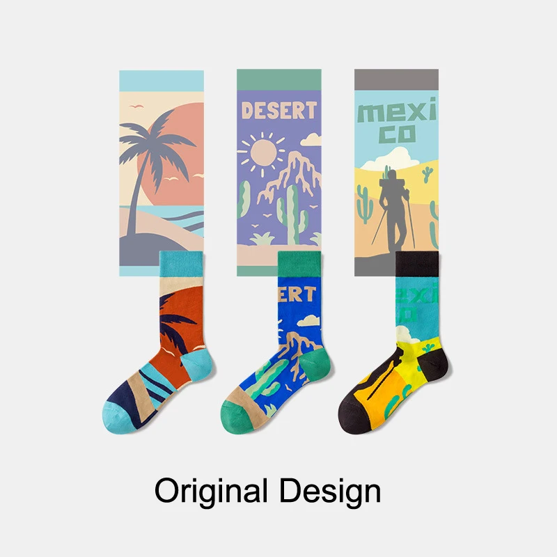 New Men Socks Long Summer Lightweight High Quality Brand Socks Men Cotton 3 pairs/lot Creativity Socks Hand Link calcetines