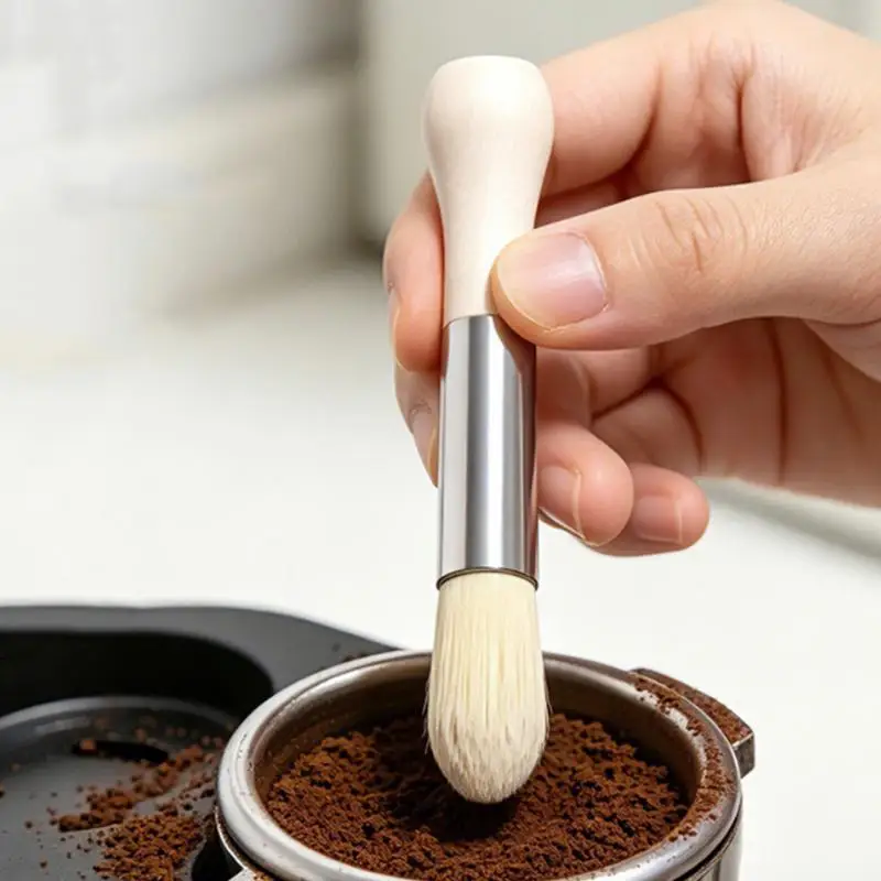 Vintage Coffee Grinder Cleaning Brush Set Retro Barista Coffee Machine Cleaner Solid Wood Brush Coffee Machine Accessories