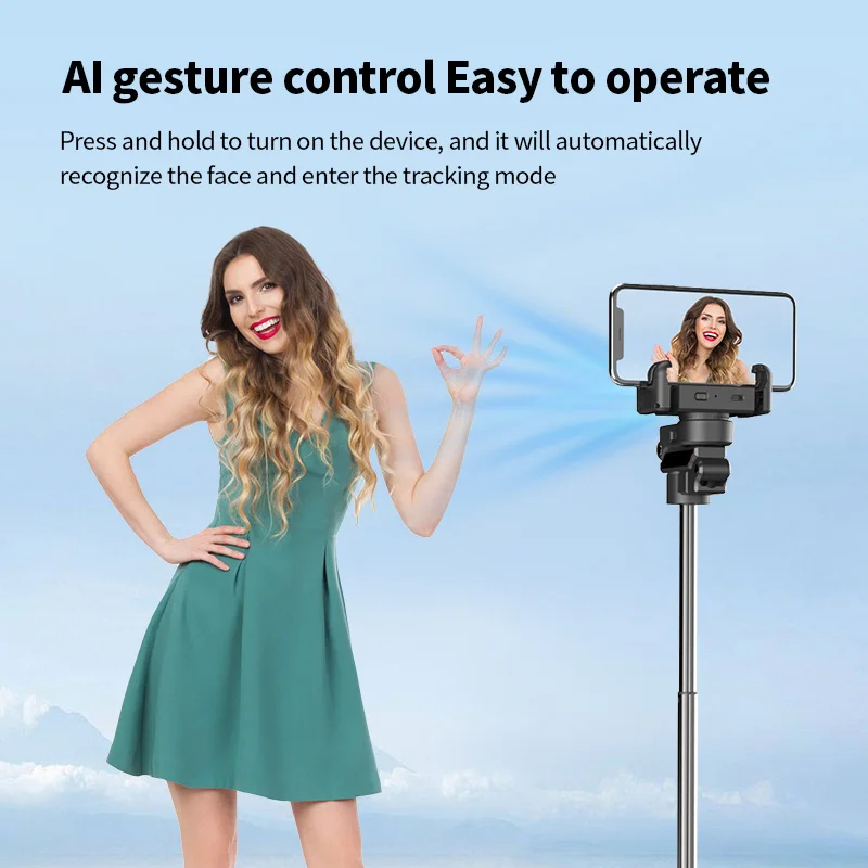 FANGTUOSI AI treppiede per localizzazione facciale per stabilizzatore smartphone rotazione automatica a 360 gradi Follow Gimbal con treppiede selfie remoto per Vlog