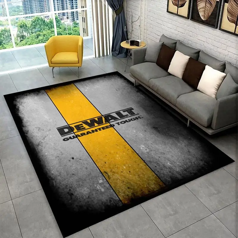 Retro D-DEWALT Electric Tools Logo Non-Slip Area Rug for Living Room,Bedroom,Playroom,Soft Carpet Floor Mat Home Decor Rug