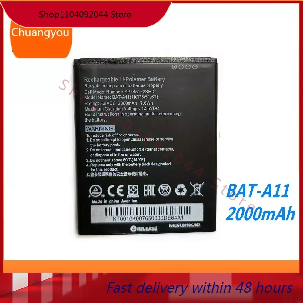 New  3.8V 2000mAh BAT-A11 Battery For  Acer Liquid Z410 T01 Z330 (1ICP5/51/62) Mobile Phone