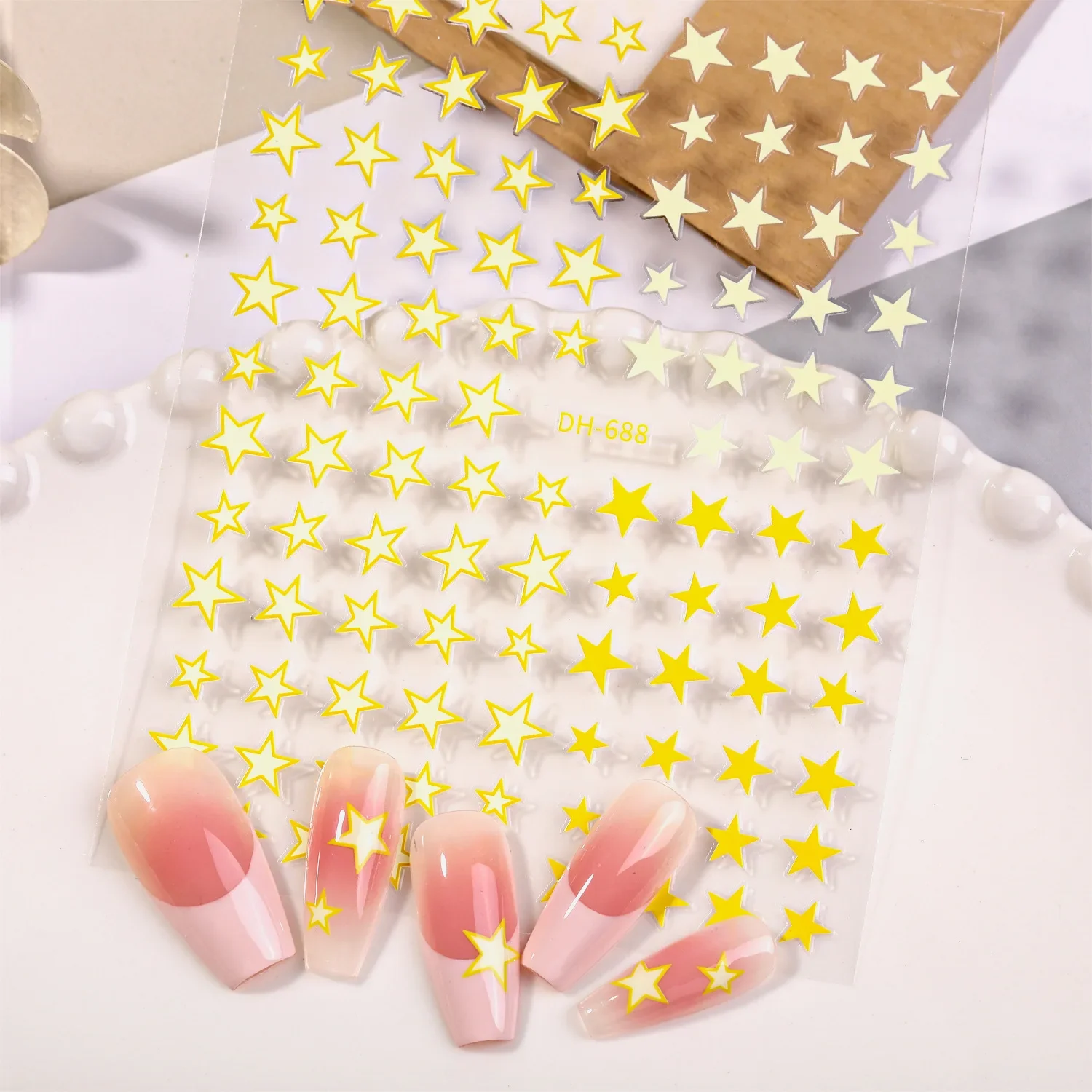 1 Set Flat Color Block Star Nail Stickers Irregular Pentagram Self Adhesive DIY Manicure Nail Art Decor Ornaments