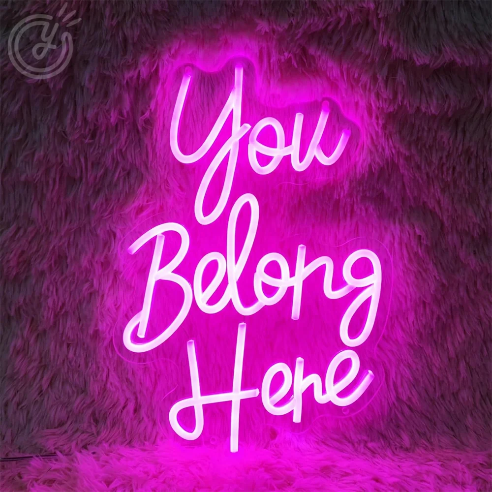 Enseñal de neón You Belong Here para decoración de pared, letreros de neón LED regulables para salón, hogar, dormitorio, luz de neón LED personalizada, regalos de decoración de fiesta