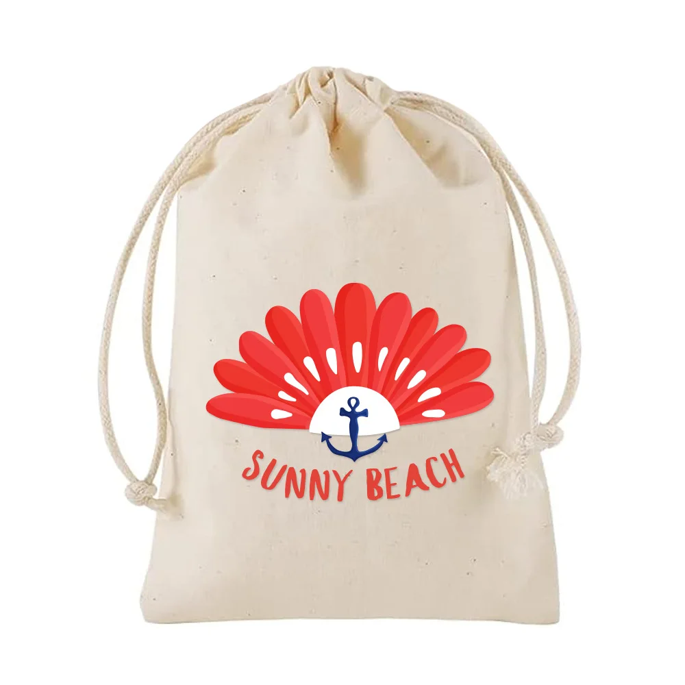 30 Pcs/lot 10*15, 13*18cm Nautical Anchor Drawstring Gift Bag Children's Birthday Party Supplies Wrapping Cotton Bags
