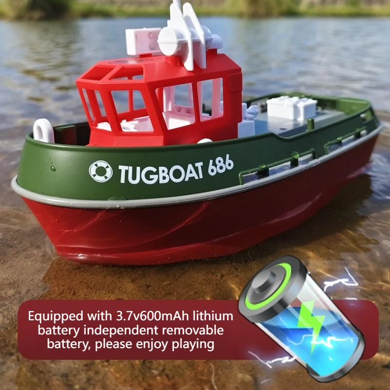 Remote Control Tugboat 1:72 Electric Boat Water Toy Charging Electric Boy Girl Simulation Remote Control Cargo Ship Model Toy