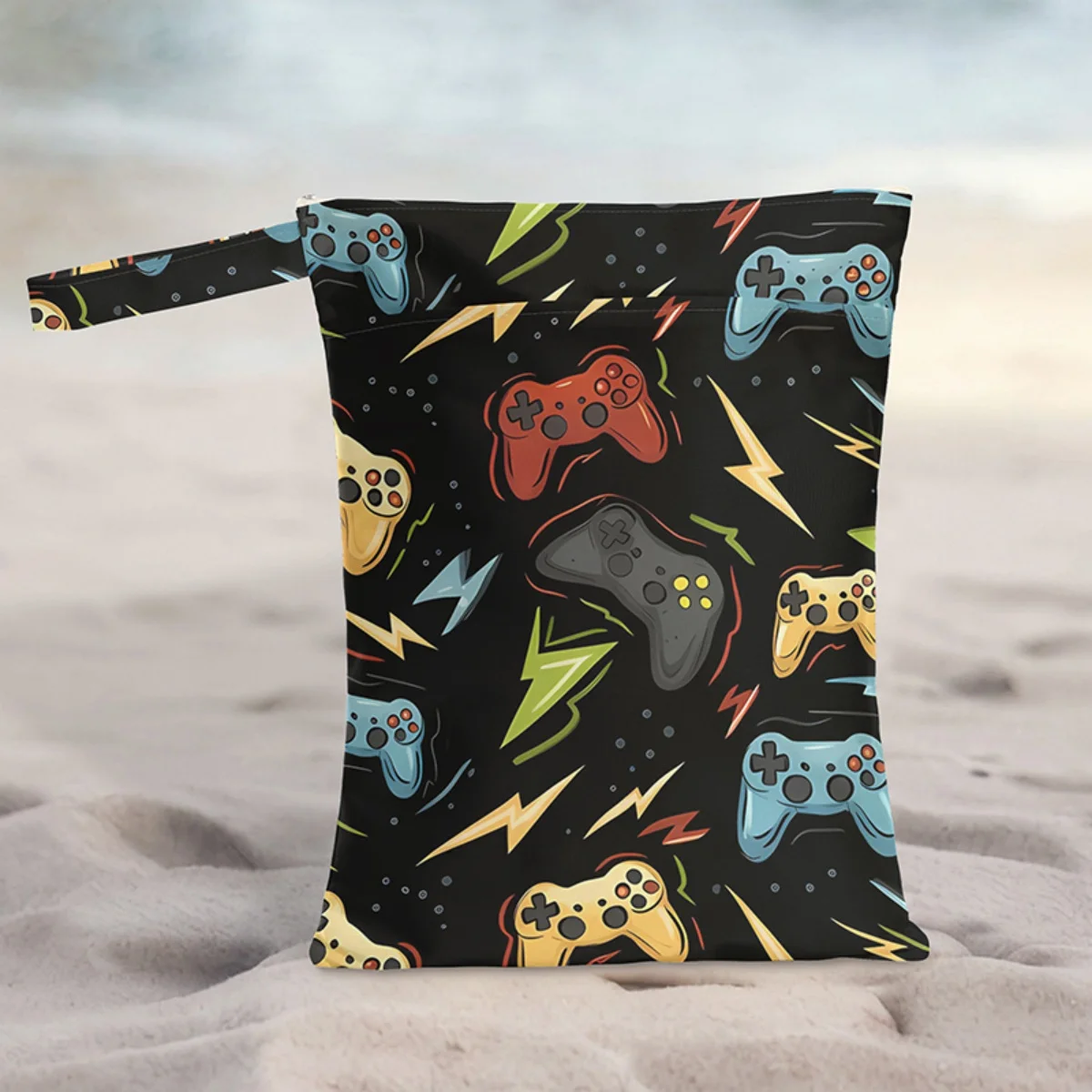 Bolsa Organizadora Portátil Multifuncional com Zíper para Controle de Jogos, Itens Molhados e Secos, Viagem, Praia, Academia e Fraldas de Bebê