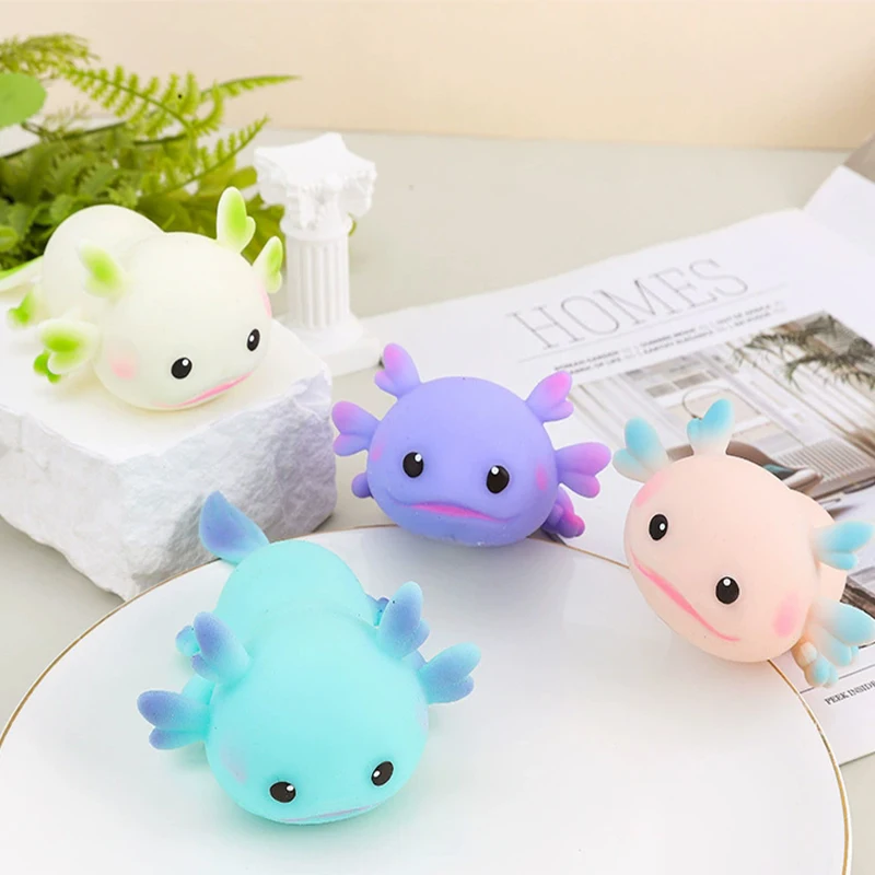 Cute Axolotl Squeeze Toys Cartoon Fish Relax Antistress Squishy Toys Stress Relief Slow Rebound Stretch Toys For Adult Kids