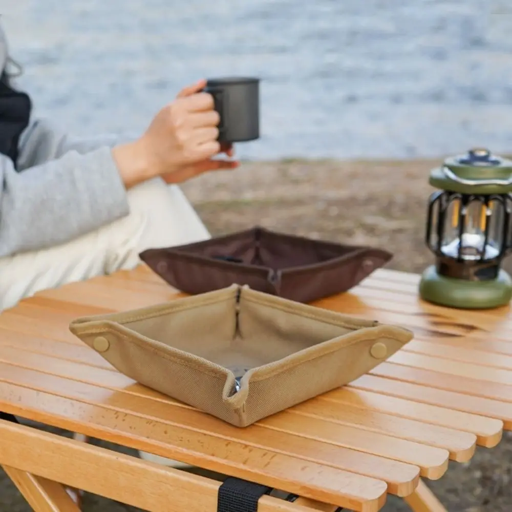 

Clutter-Free Camping Organizer Tray Oxford Cloth Compact Folding Storage Tray Square Multifunction Outdoor Tray Sundry