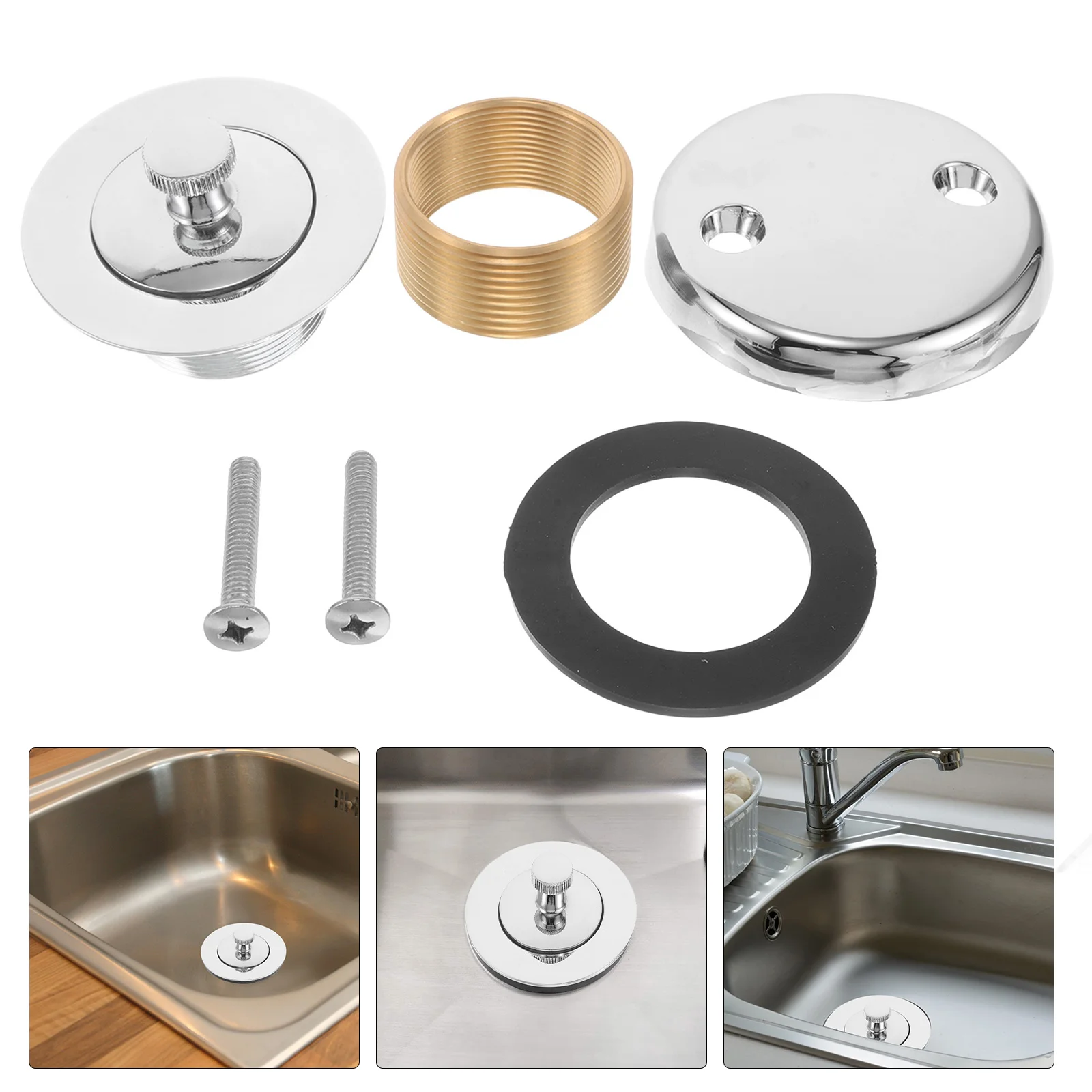 

1Set Bathtub Drain Tool Replacement Kit Lift Turn Overflow Strainer Stopper Fresh Air Longlasting Home Bathroom