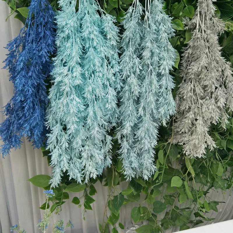 

10 PCS Blue White Artificial Grass Wall Hanging Simulation Plant Wall Decoration Background Rattan Wall Hanging Green Plant