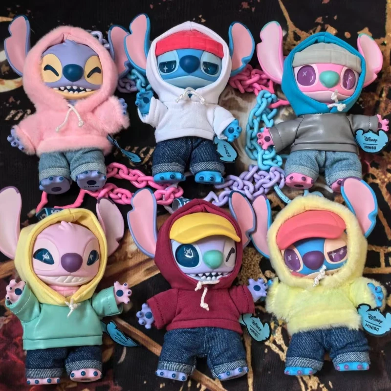Genuino MINISO Stitch GenZ Street Collection Series Blind Box Bambola di gomma Giocattoli Decorazione pendente Ornamenti da tavolo Perimetro
