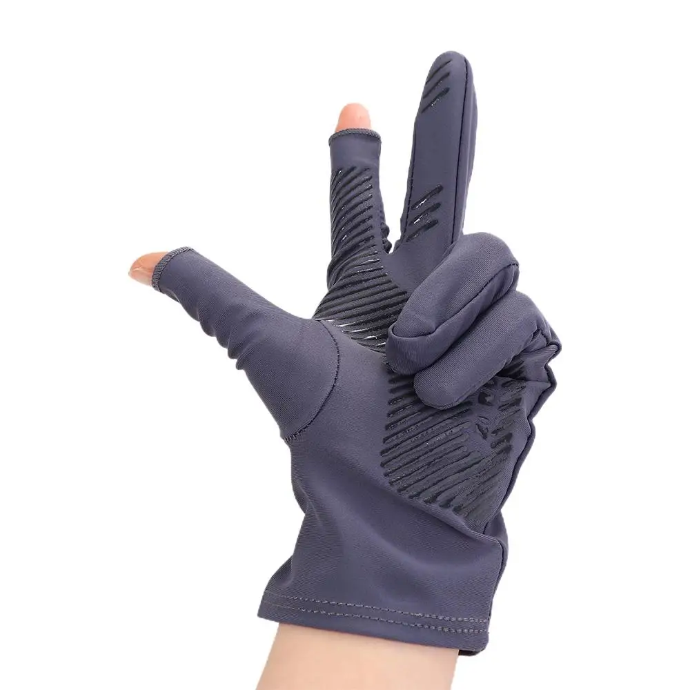 Sport Sun Protection Driving Climb Mountains Solid Color Ice Silk Gloves Non-slip Mittens Men Elastic Gloves Half Finger Gloves