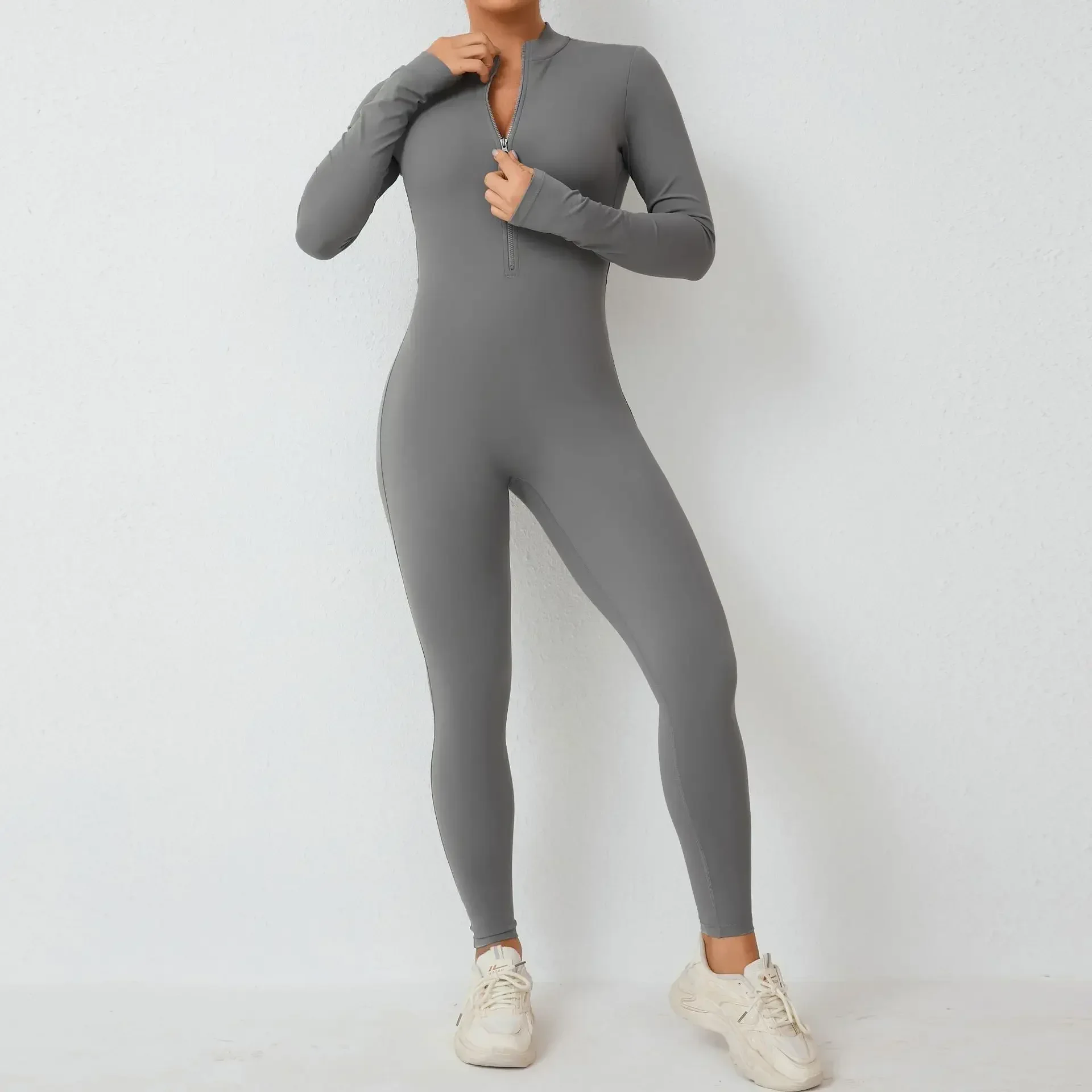 Seamless Yoga Jumpsuits Sports Fitness Hip-lifting Detachable Chest Mat Zipper Suits Workout Gym Leggings Tracksuit for Women