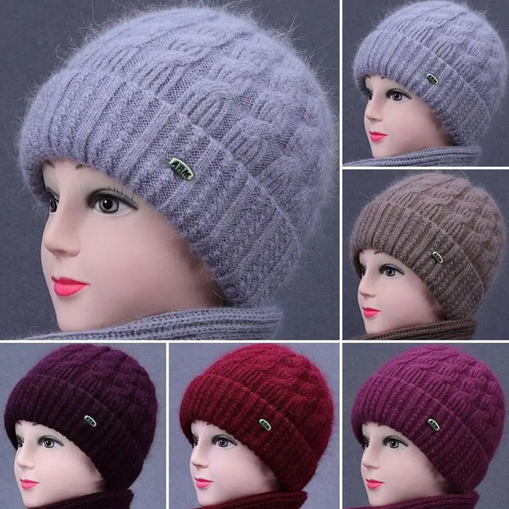 Fashion Beanie Cap Winter Hat Women Thickened Middle-aged Elderly Knit Cold Mother Old Lady Winter Outdoor Cap