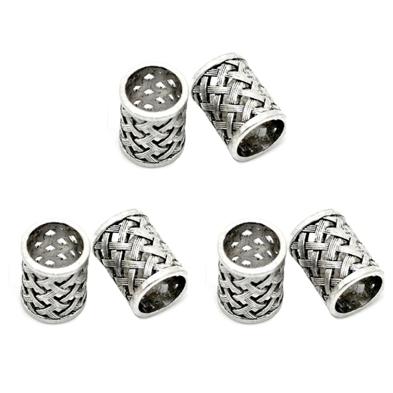 3X Vintage Antique Bronze Hair Braid Beard Dreadlock Beads Rings Tube Viking Rune Charm Pendant For DIY Necklace Jewelry-ABNC