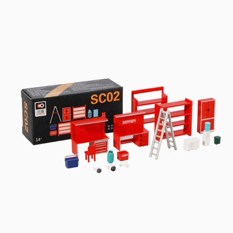 XCARTOYS 1/64 Auto Repair Tool Seat Bench SC06 Set Barricade SC01 Simulation Scene Diecast Car Model Accessories  Fans Gift Toy