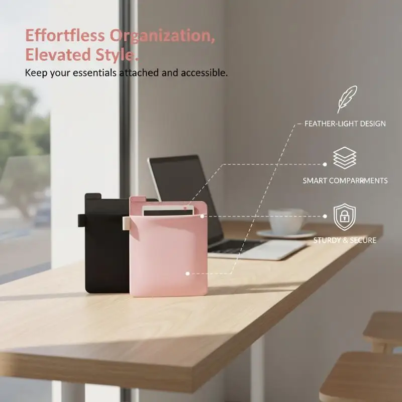 Adhesive External Laptop Mouse Storage Pocket Slim Portable Hard Drive Carrying Case for Travel Commute School