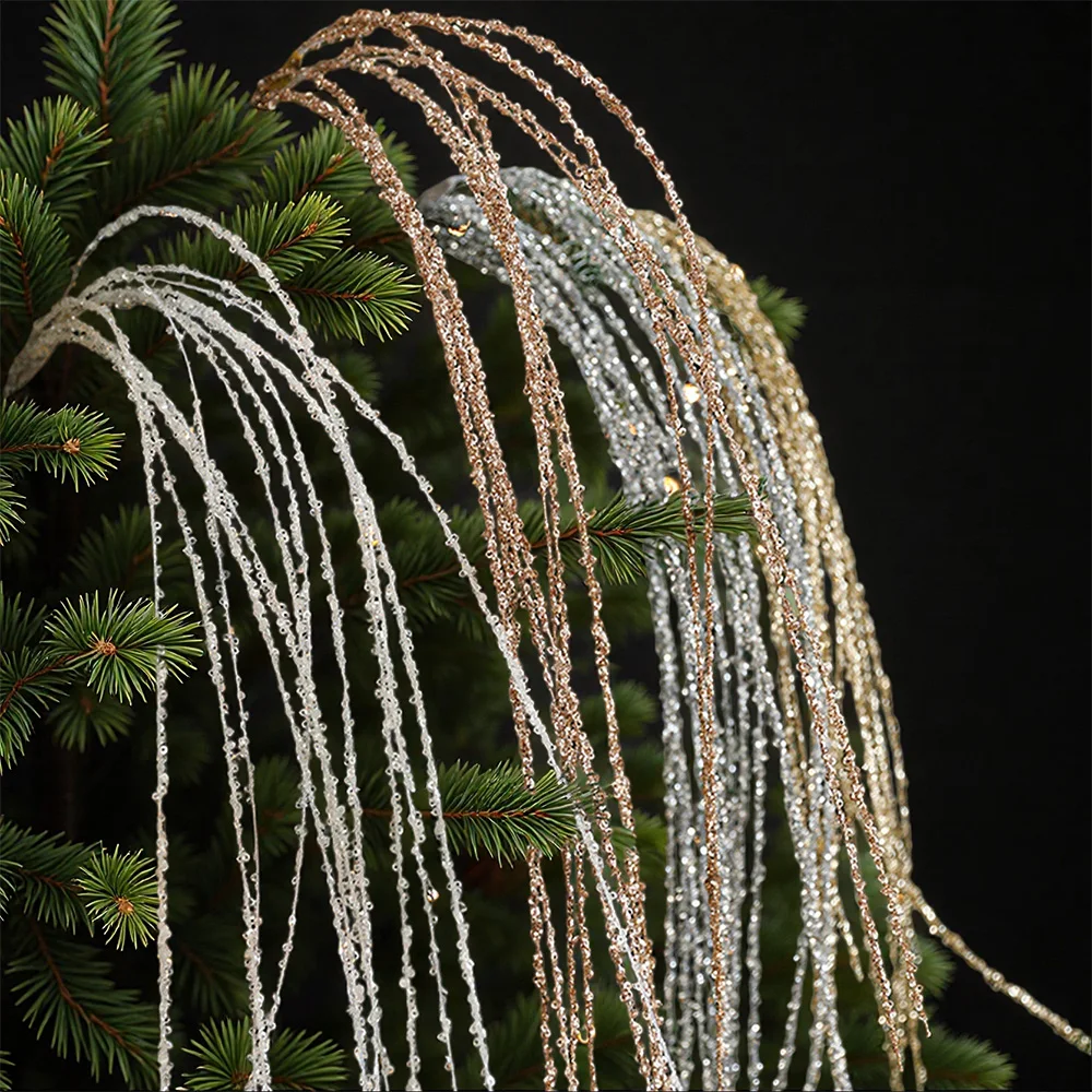 

4pcs 90cm Christmas Party Branch Sticks DIY Glitter Branches Handmade Sequin Stems for Xmas Tree Decoration Party Ornament