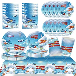 Fighter Plates Airplane Birthday Party Decor Plane Plates Blue Sky Plates Two Fly Paper Plates Napkins Party Supplies for Boys