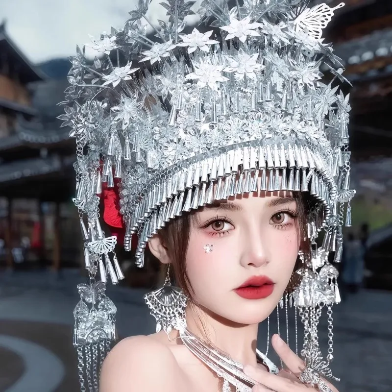 

China Miao Jiang Silver Collar Characteristic Hat Headdress