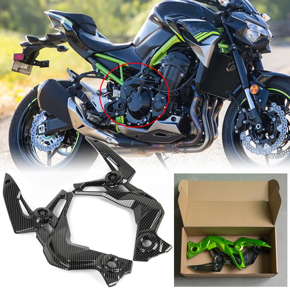 

Motorcycle Carbon Fiber Side Trim Frame Body Cover Panel Fairing Guard Protector For Kawasaki Z900 Z 900 2020 2021 Black Green