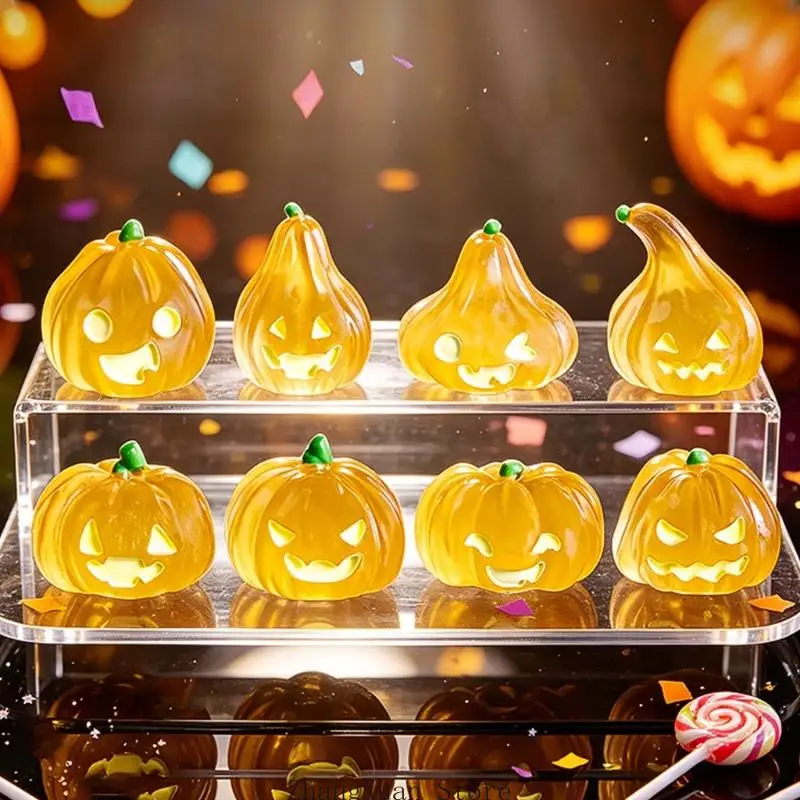 Halloween-Kürbisfiguren für Tischdekorationen, Set aus 8 glatten Miniaturen mit abwechslungsreichem Kürbis-Look, ein – Detail 3