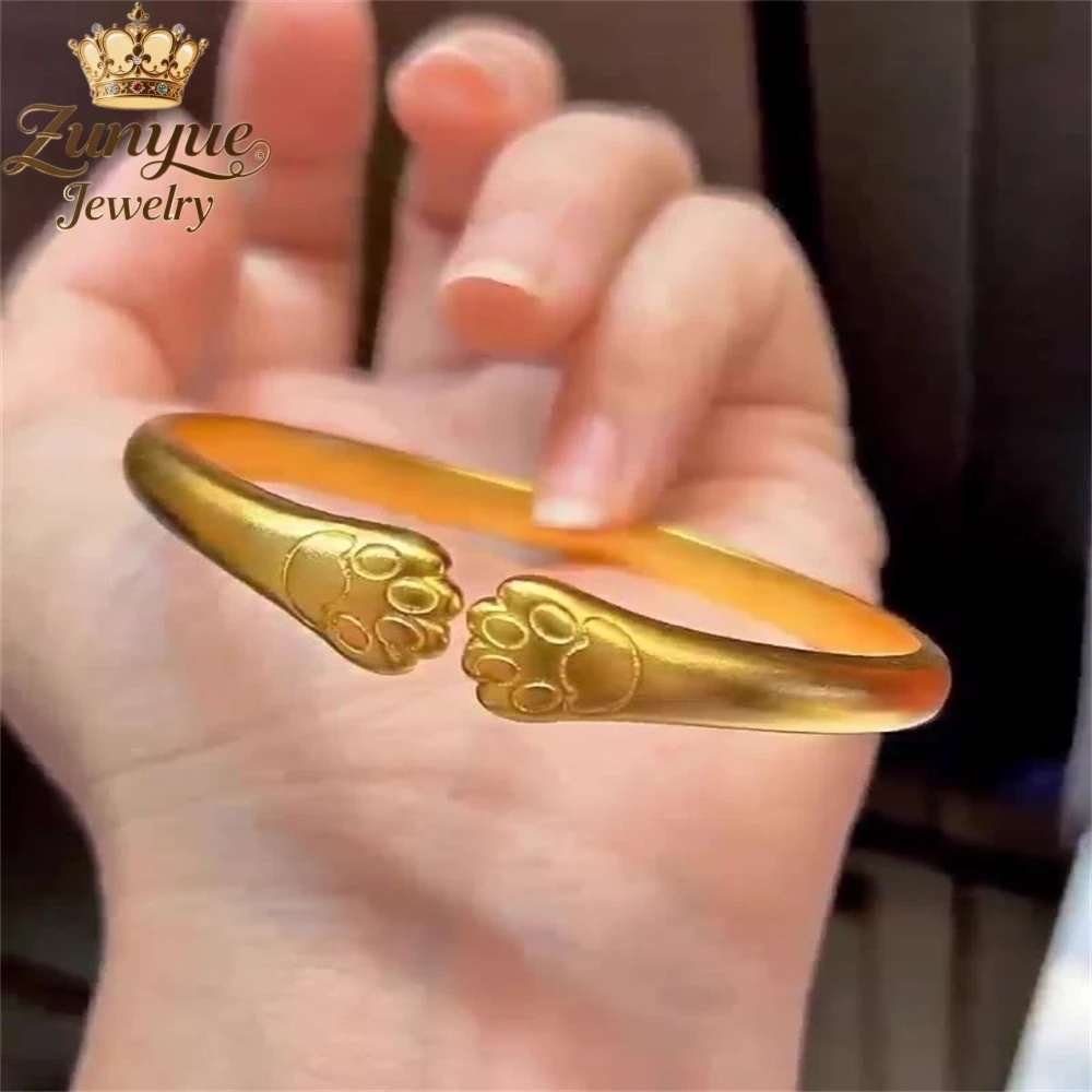 

High-End Sand Gold Cat Paw Bracelet Luxury Quality Jewelry Handicraft Fashion Jewelry Gift Exquisite Elegant Charm Popular Young