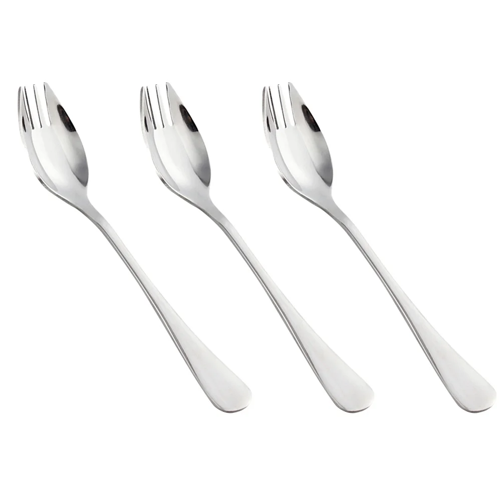 Picnic Sporks Dual-purpose Spoon Stainless Steel Long Handle Salad Silver Instant Noodle