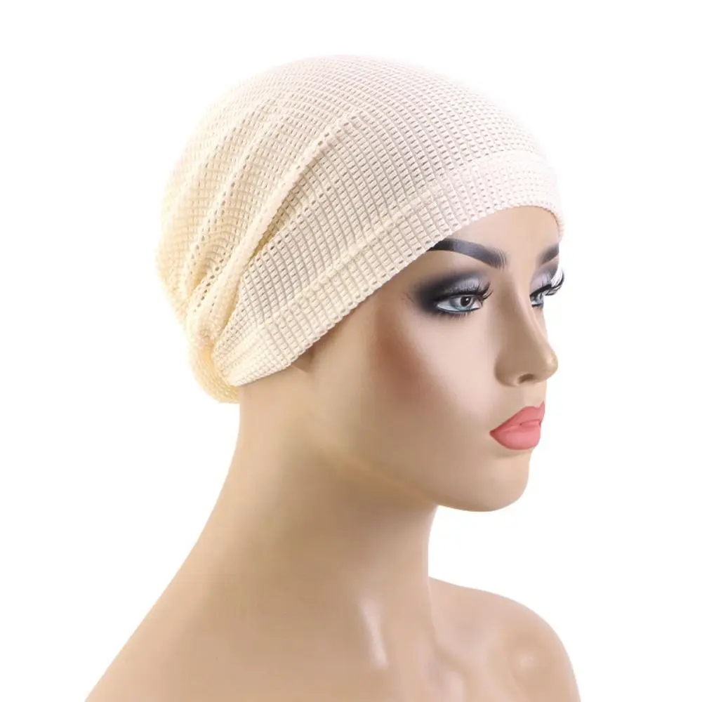Versatile Multicolor Crinkle Hijab Turban Elastic Solid Color Headscarf Lightweight Crinkle Texture Chemotherapy Cap Summer