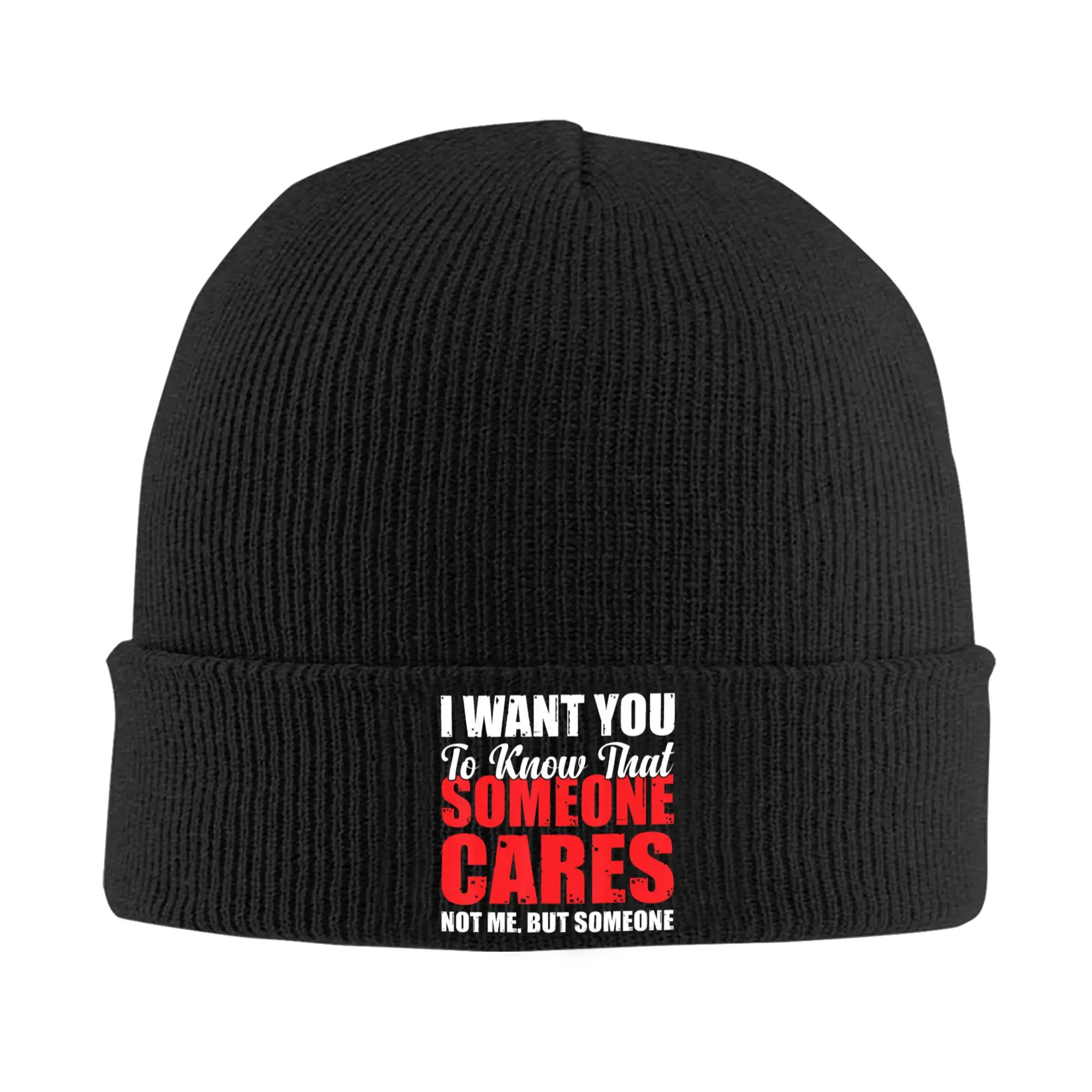 I Want You to Know That Someone Cares Not Me Sarcastic Beanie Hats  Bonnet Hats Unisex Adult Casual Kpop Knitted Hat Soft Caps