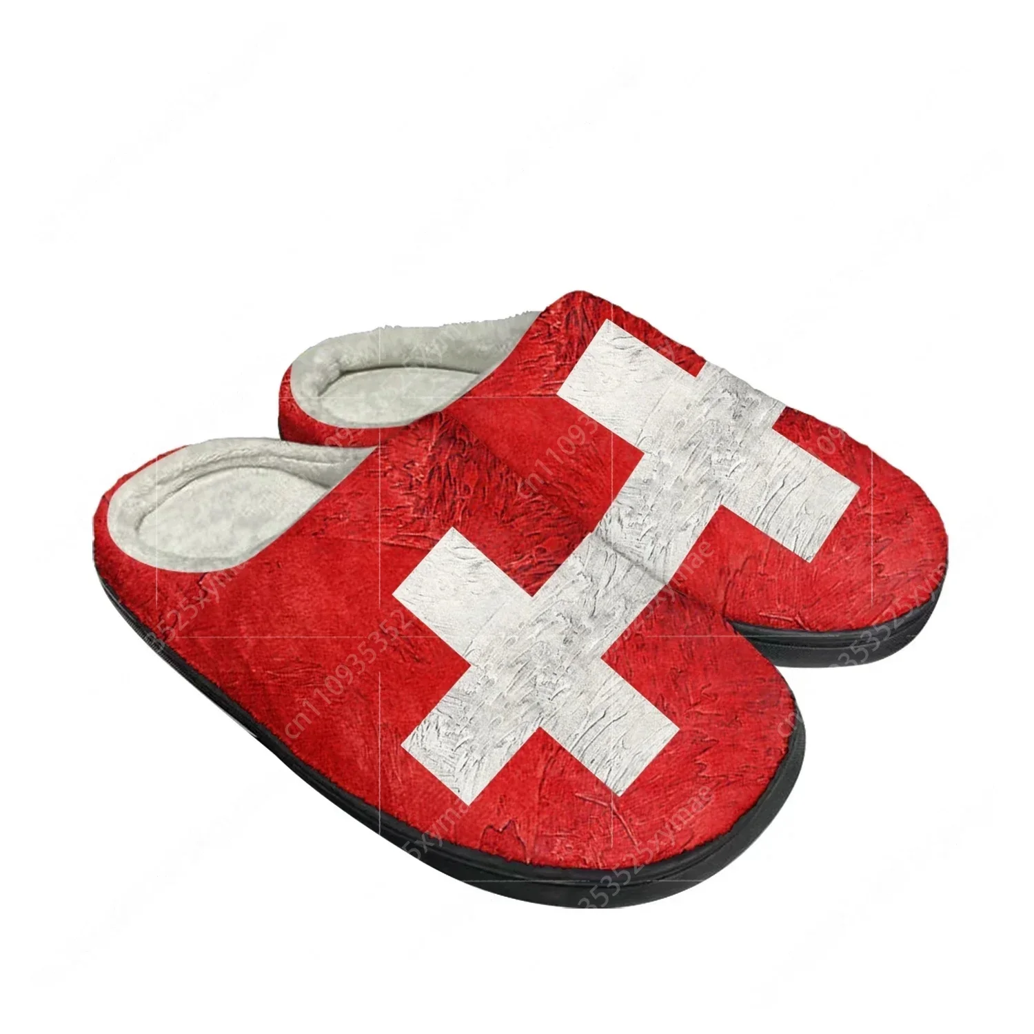Swiss Flag Home Cotton Custom Slippers Mens Womens Sandals Switzerland Plush Bedroom Casual Keep Warm Shoes Thermal Slipper
