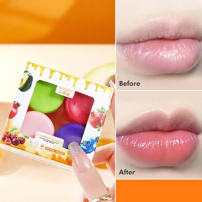 Bijenbalsem Lippenbalsem 4 Stuks Voedende Honing Balsem Lippenbalsem 0.35 Oz Honing Lippenbalsem Pot Honing Hydraterende Lippenfilm Met Lippenborstel