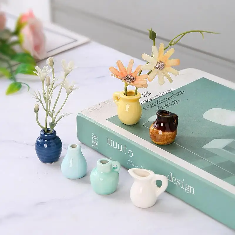 1Pcs Creative DIY Magnetic Flower Arrangement Decorative Object For Home Kitchen Decoration Mini Ceramics Vase Fridge Magnet