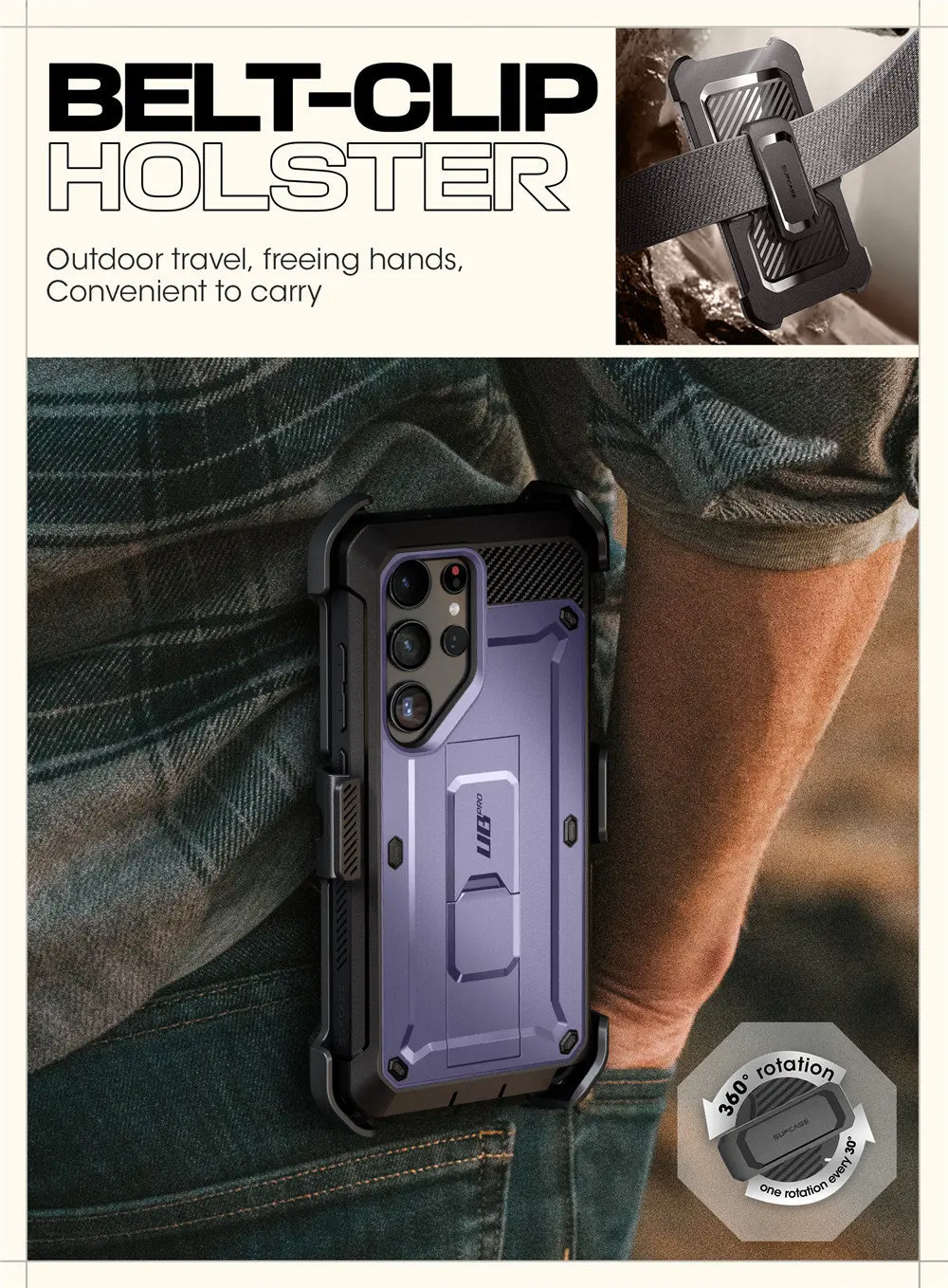 SUPCASE For Samsung Galaxy S24 Ultra Case UB Pro Full-Body Dual Layer Rugged Belt-Clip Phone Case with Built-in Screen Protector